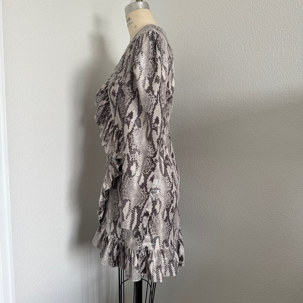 MSGM | NWT Snake Print Long Sleeve Dress w/ Ruffles Size 42 (iItalian)/Medium - Picture 4 of 10